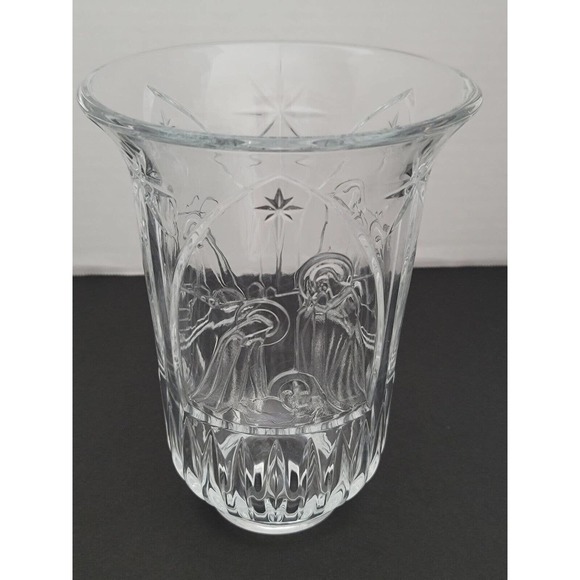 2 Pc Nativity Christmas Hurricane Candle Holder - Picture 2 of 9